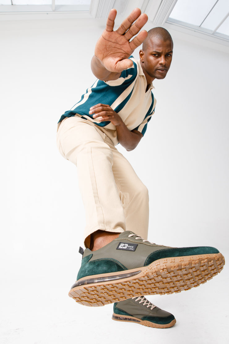 The Tiran Green Leather Sneaker