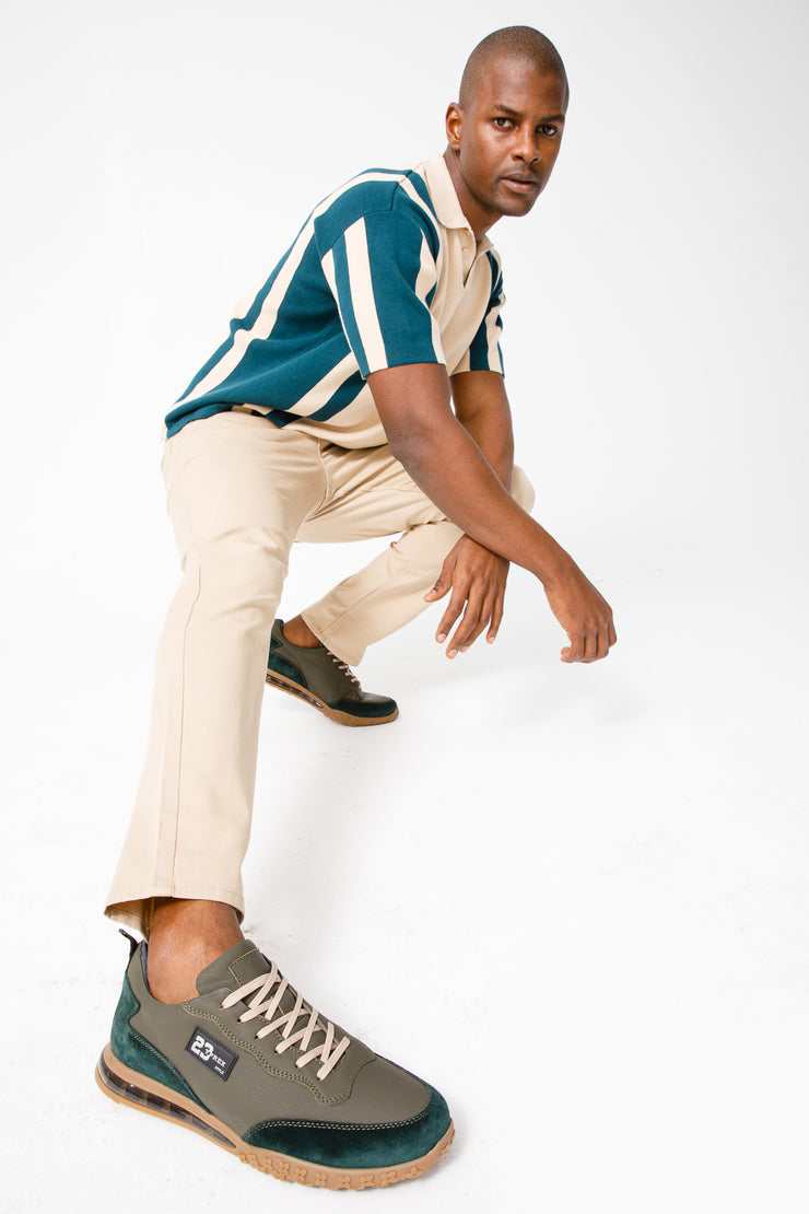 The Tiran Green Leather Sneaker