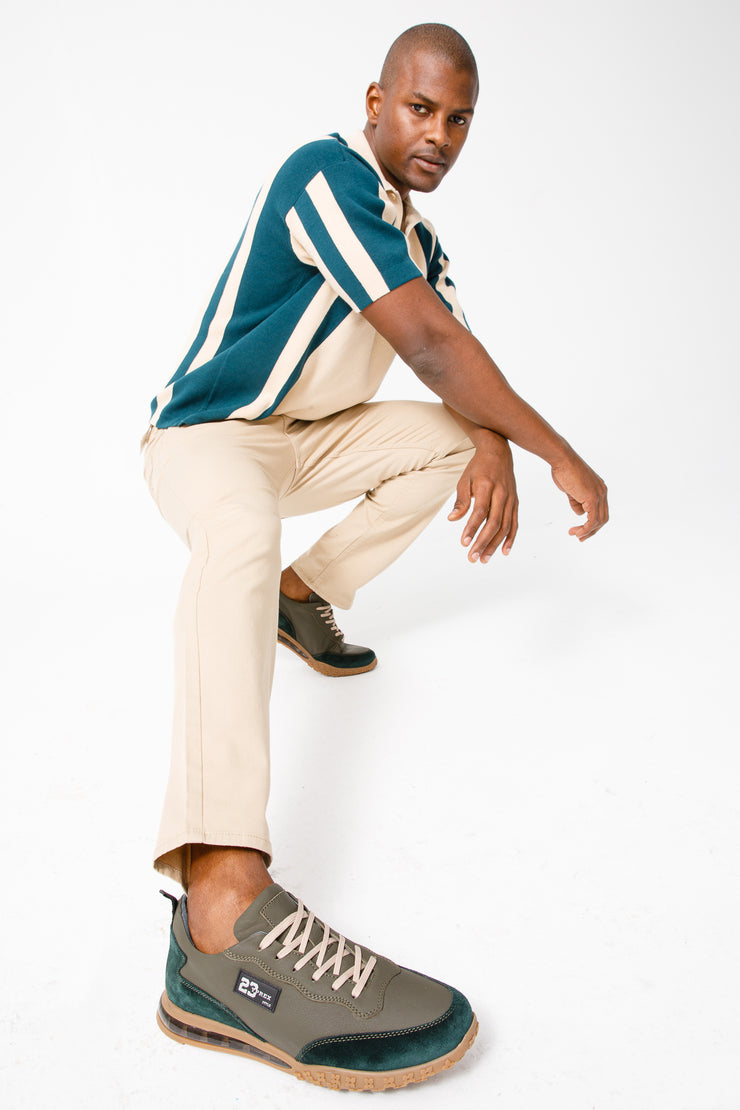 The Tiran Green Leather Sneaker
