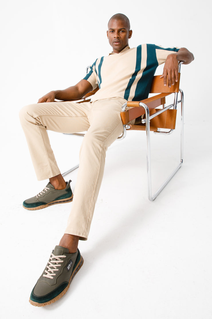 The Tiran Green Leather Sneaker