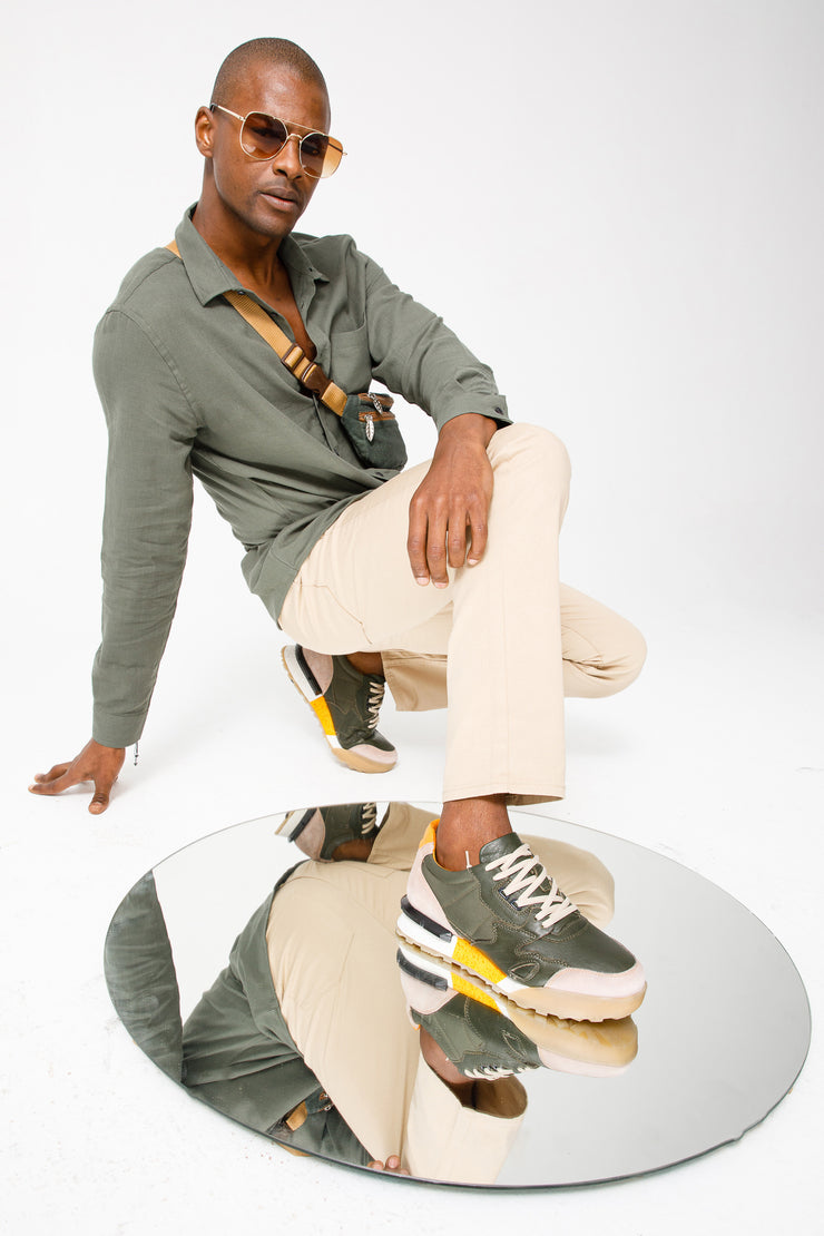 The Erbil Green Leather Sneaker