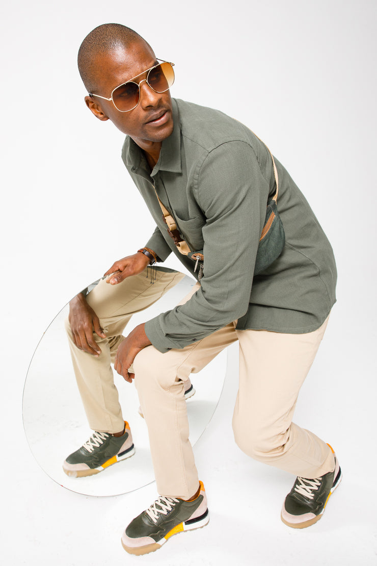 The Erbil Green Leather Sneaker