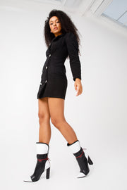 The Lucca Black & White Leather Mid Calf High Heel Boot Limited Edition