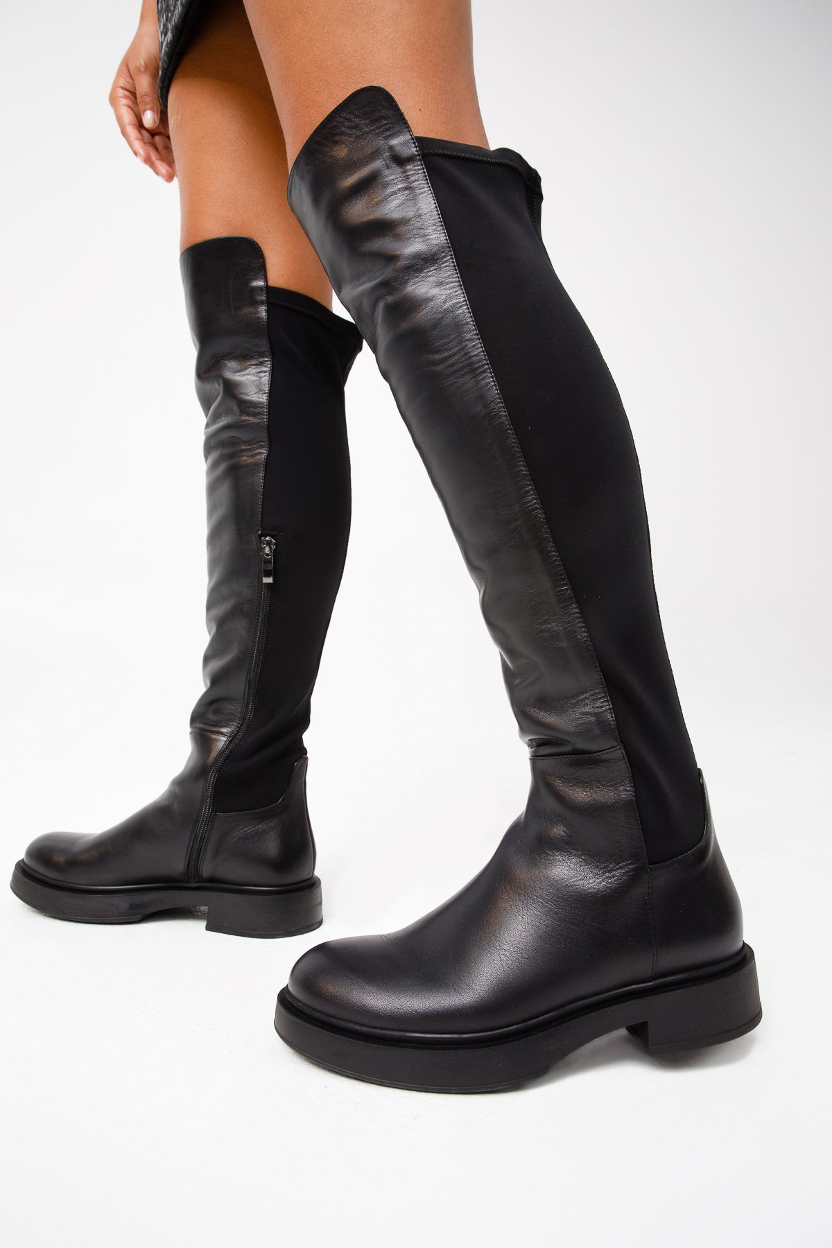 The Harmony Belle Black Leather Knee High Women Boot