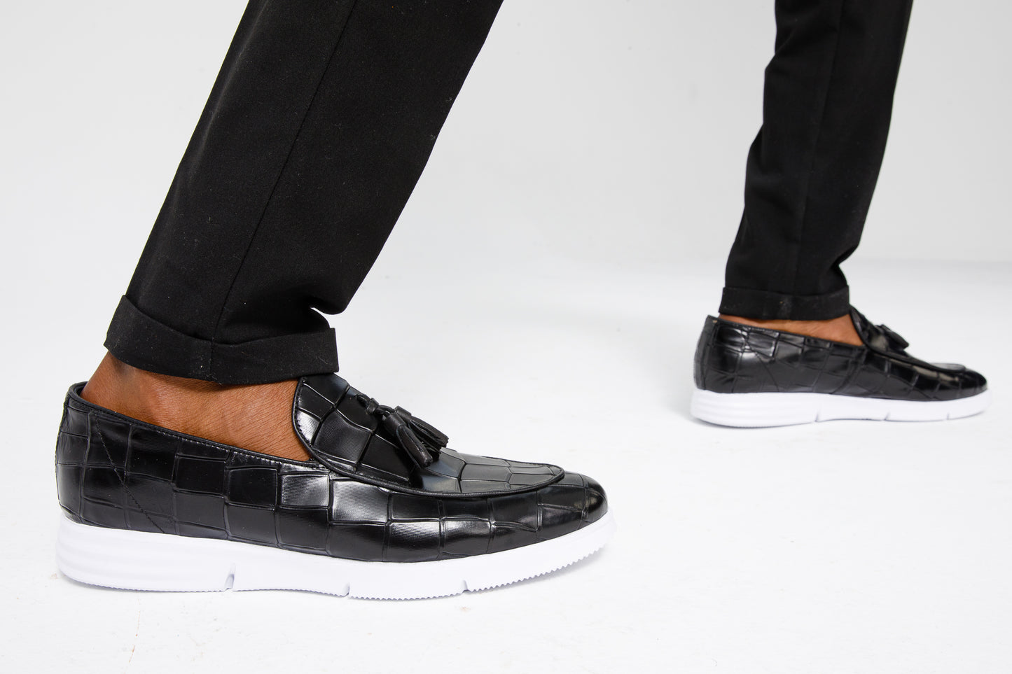 The Parga Black Leather Tassel Casual Loafer Men Shoe Final Sale!