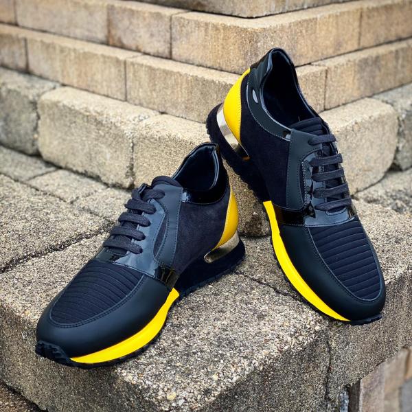 The Magura Black & Yellow Leather Sneaker