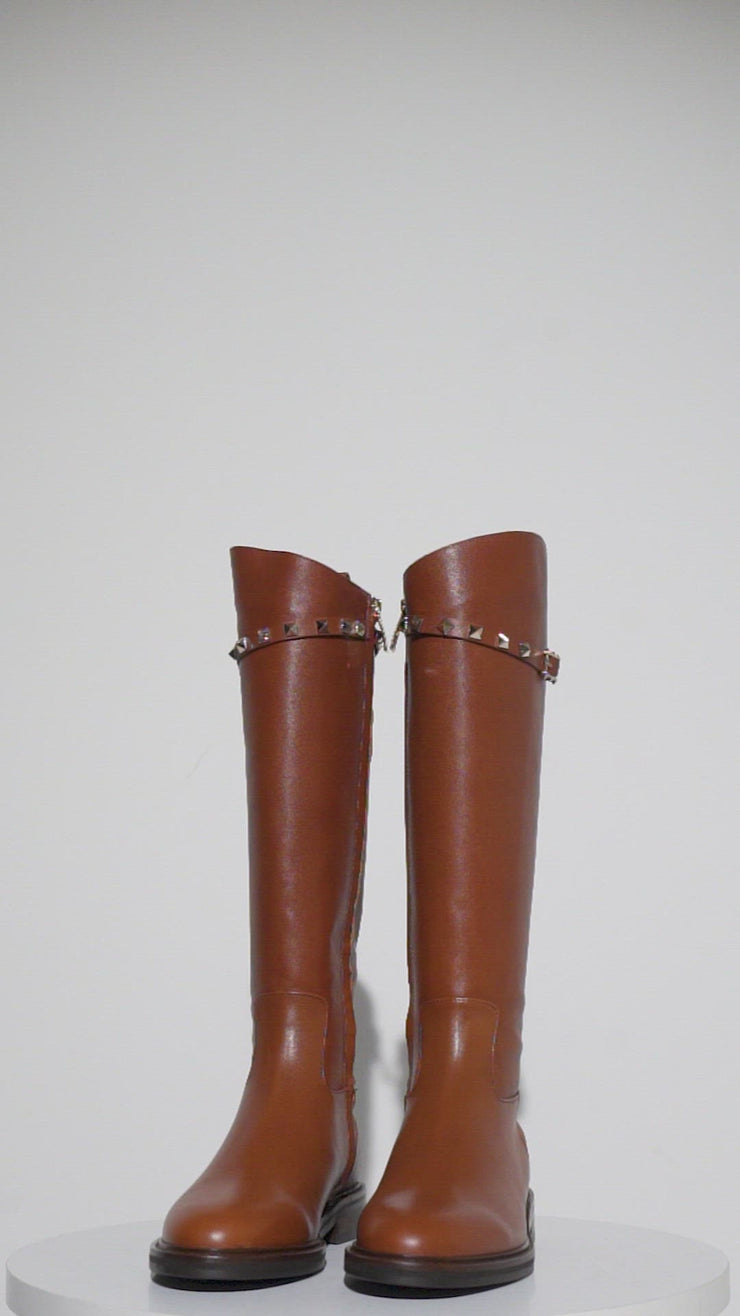 The Rica Tan Leather Knee High Boot