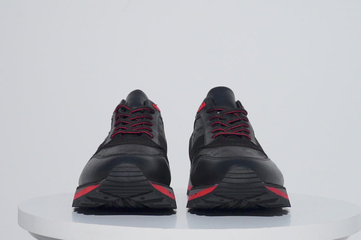The Helsinki Black & Red Leather Sneaker