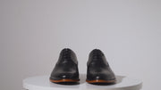 The Gambaha Black Leather Quarter Brogue Cap Toe Oxford Shoe
