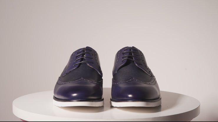 The Molise Navy Blue Wingtip Semi Brogue Derby Shoe