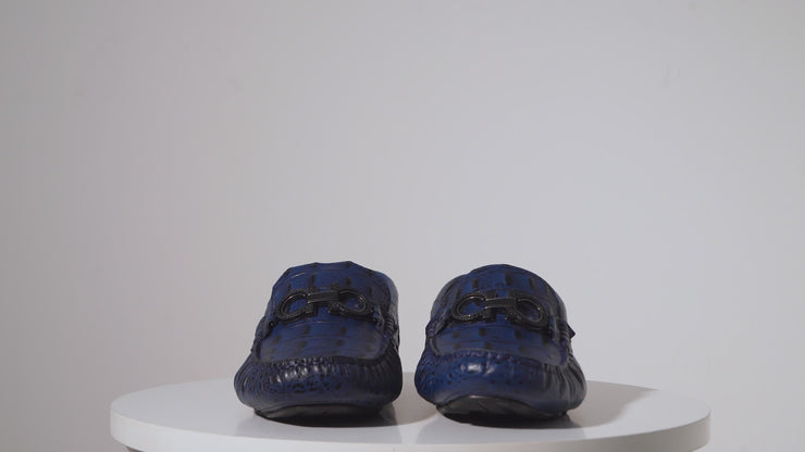 The Tanca Navy Blue Leather Bit Loafer