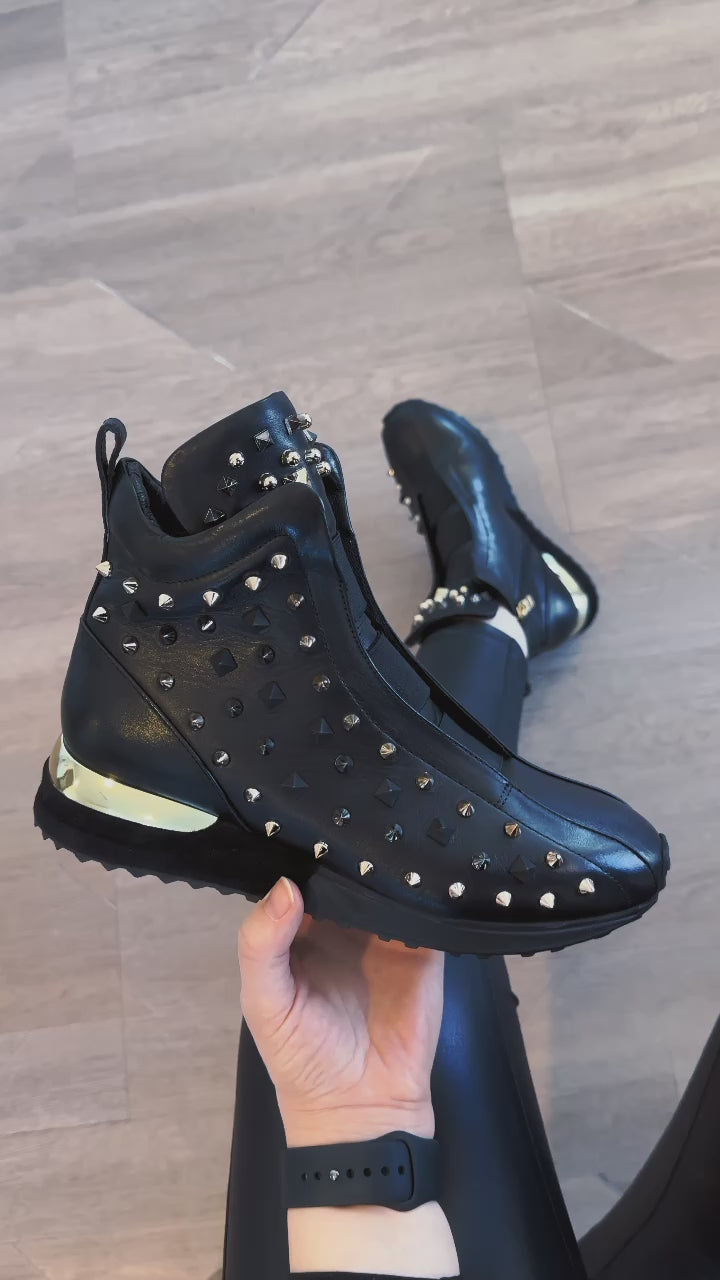 The Infanta High-Top Black Spike Leather Sneaker Limited Edition For Women