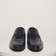 The Kazablanka Navy Leather Bit Loafer Shoe
