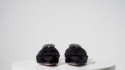 The Volga Black Leather Kitten Heel Pointy Toe Sandal