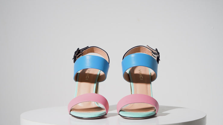 The Niger Multicolor Block Heel Leather Sandal