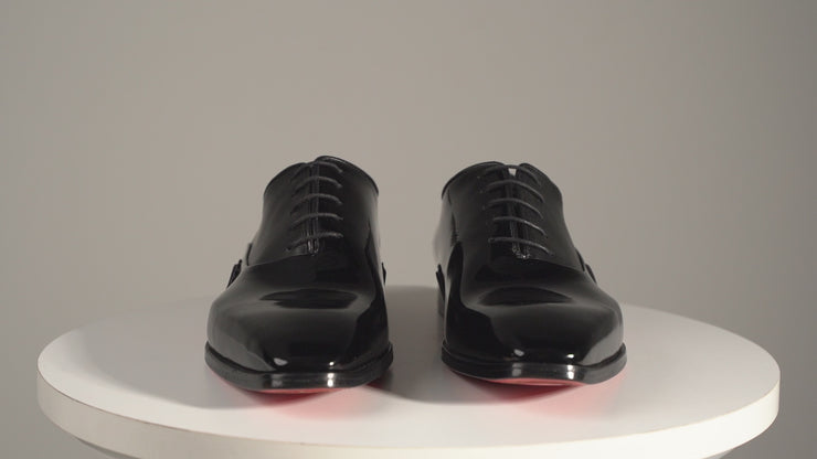 The Royal Hand Craft Black Patent Leather Plain Toe Oxford Shoe
