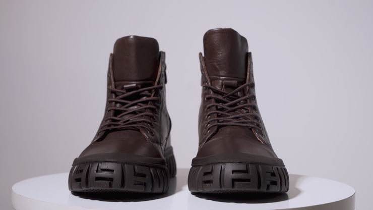 The Taco Brown Leather Casual Lace-Up Boot with a Zipper