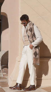 The Rand Brown Leather Double Buckle Brogue Boot with a Zipper