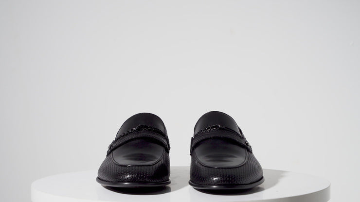 The Acerra Black Leather Loafer Shoe