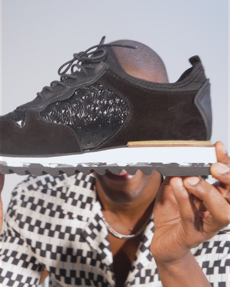The Sopez Black Leather Sneaker