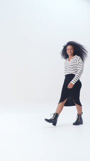 The Tuna Black Leather Mid Calf Boot