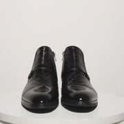 The Dallas Black Leather Bit Ankle Zip-Up Dress Boot