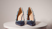 The Tikapur Blue Leather Pump