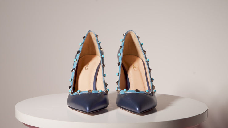 The Tikapur Blue Leather Pump