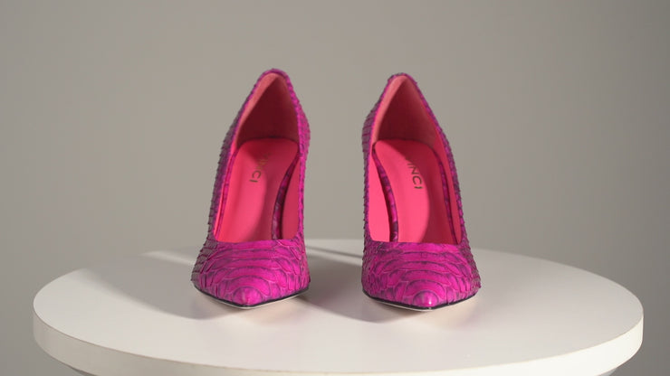 The Queen Fuchsia Pythn Leather Pump
