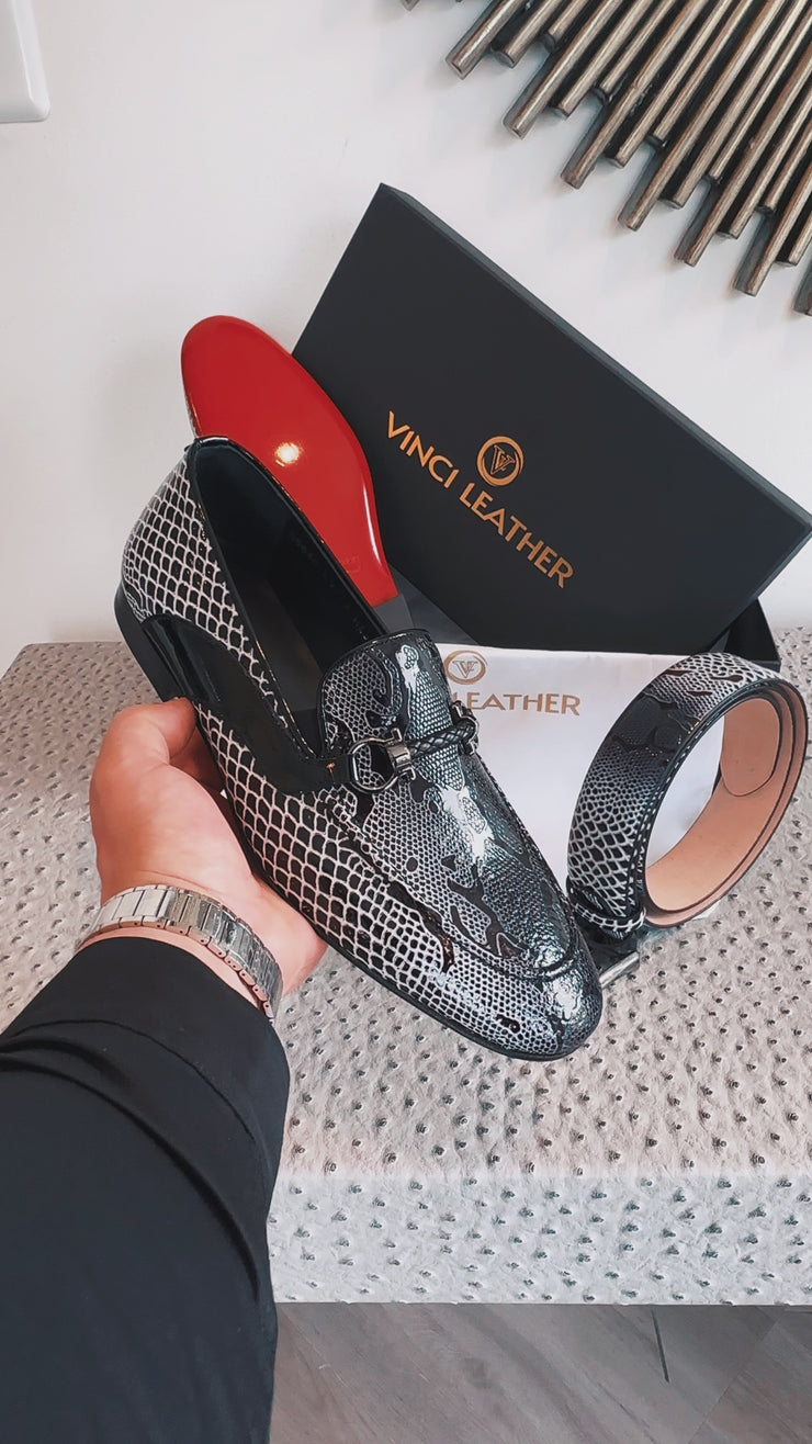 The Milano Black/White Shoe Bit Loafer