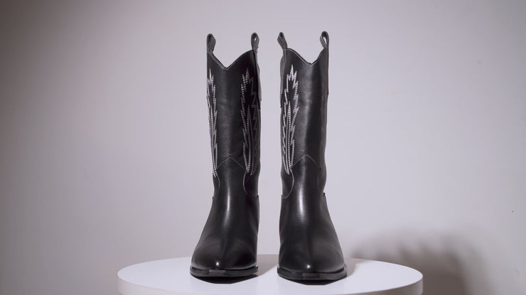 The Togg Black Leather Cowboy Boot