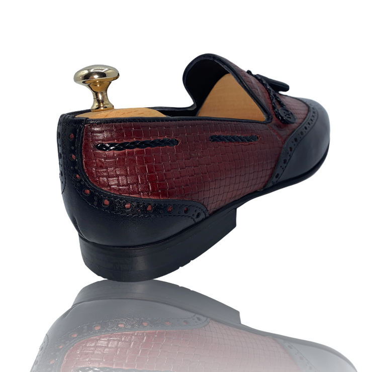 The Istanbul Black & Burguny Leather Tassel Loafer shoe