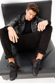 The Reno Black & Red Leather Sneaker