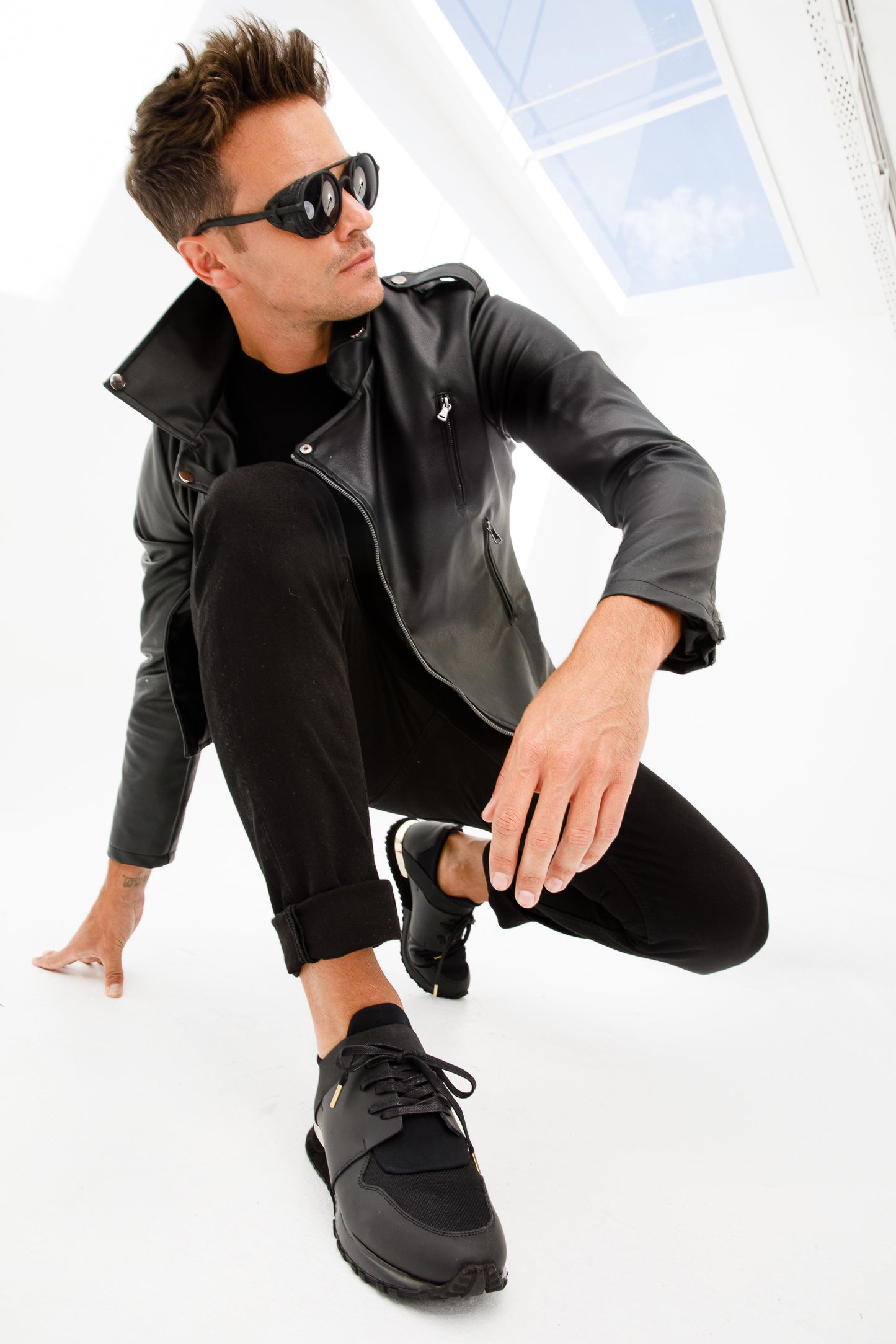 Zapatillas de cuero negras Reno para hombre ¡Venta final!