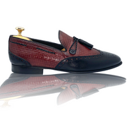 The Istanbul Black & Burguny Leather Tassel Loafer shoe