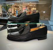 The Mclean Shoe Black Woven Tassel Loafer