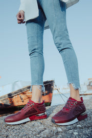The Sultan Burgundy Glitter Leather Sneaker