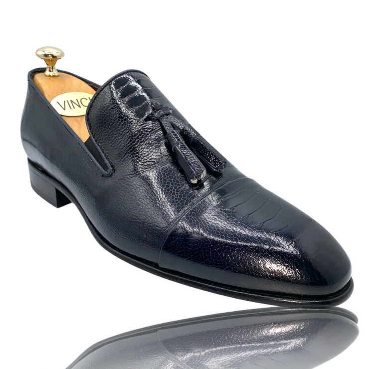 The Washington Dark Blue Leather Tassel Loafer