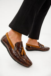 The Cordova Tan Patent Leather Tassel Loafer