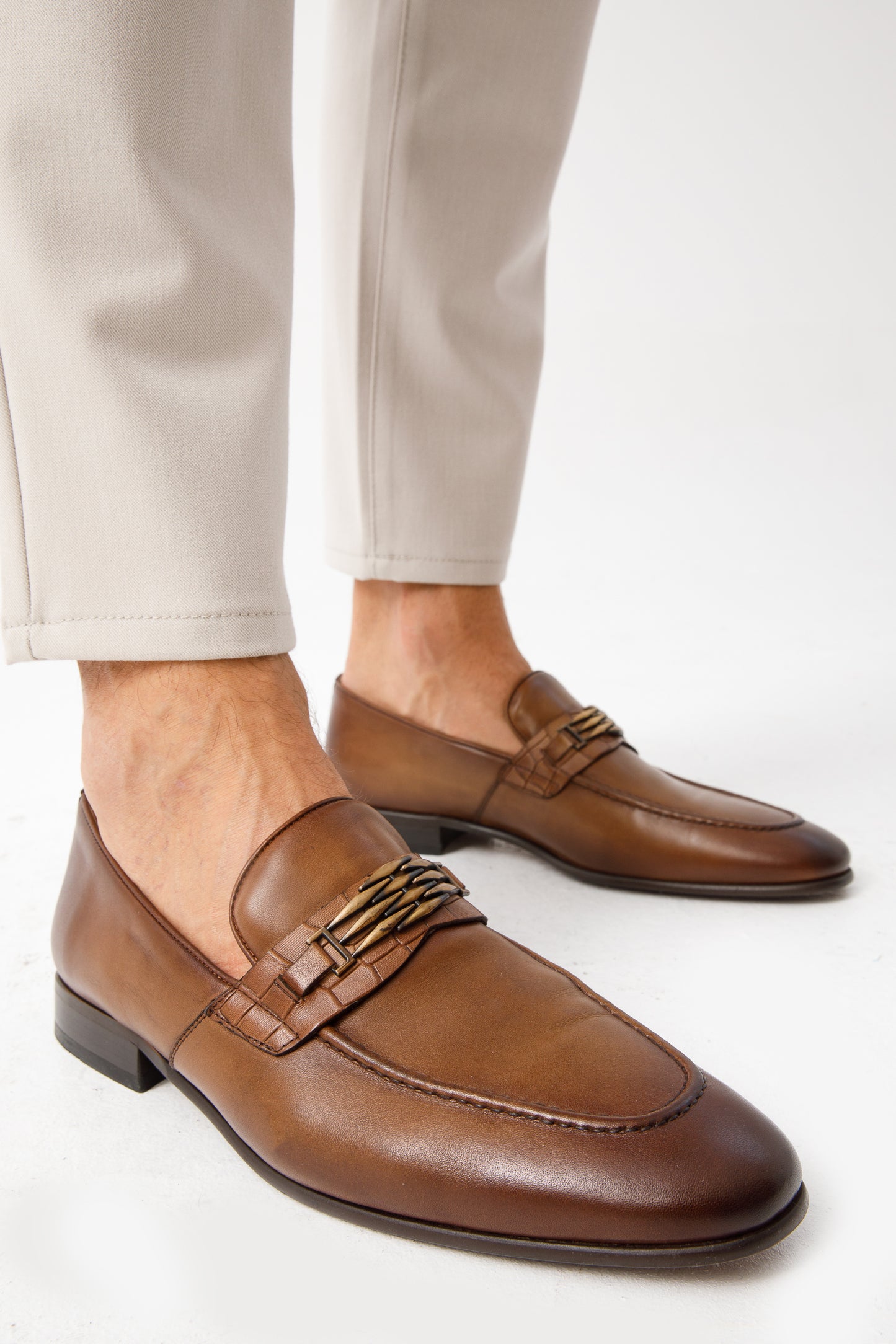 The Bogota Tan Leather Bit Loafer Men Shoe  Final Sale!