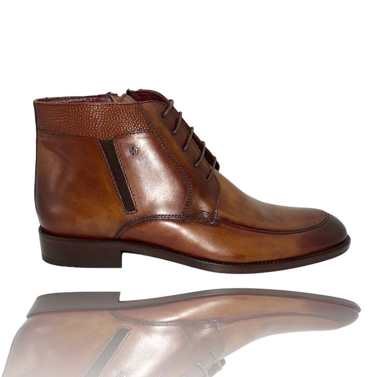 The Madras Leather Dress Lace Up Boot with a Zipper