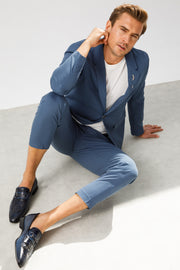 The Pusan Navy Blue Leather Bit Loafer Shoe