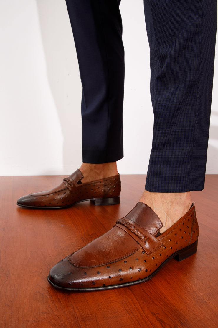 The Johannesburg Brown Leather Dress Loafer Shoe