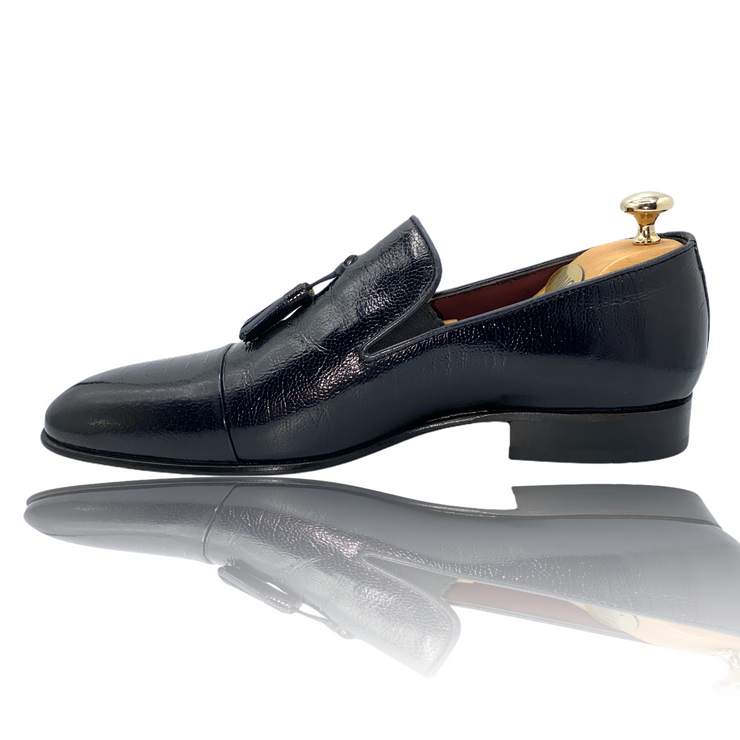 The Washington Dark Blue Leather Tassel Loafer