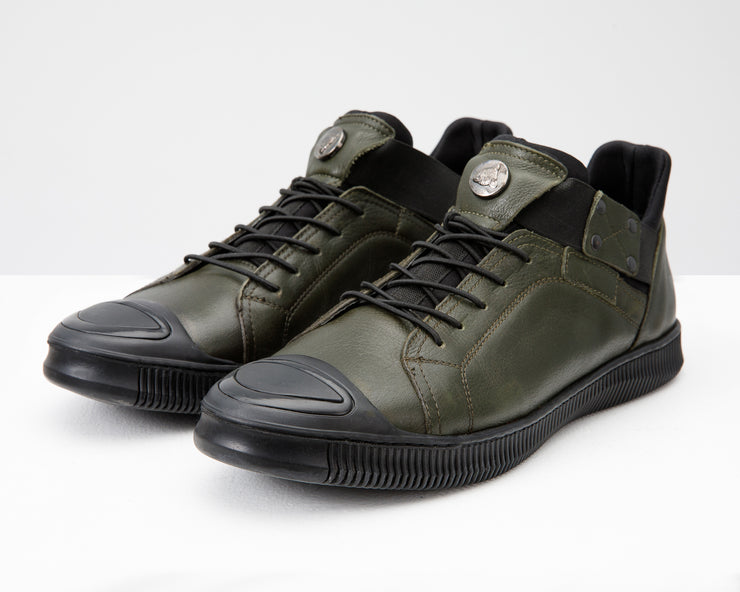 The Mumbai Green Leather Sneaker