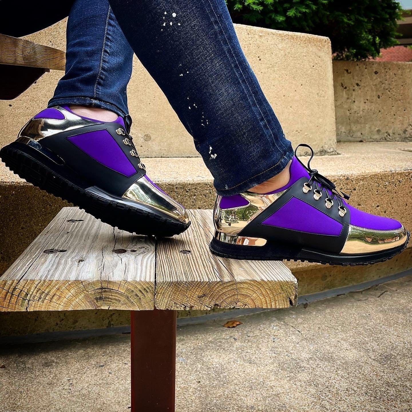 Zapatillas de deporte de cuero morado Emir para hombre, edición limitada