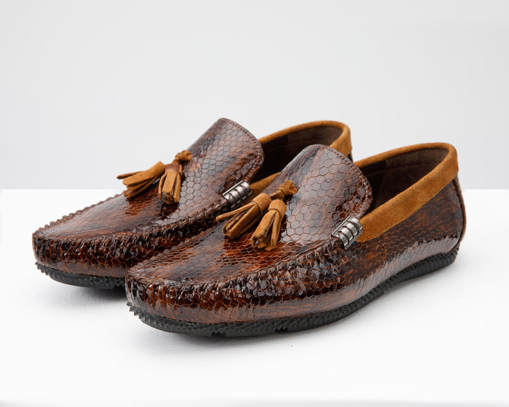 The Cordova Tan Patent Leather Tassel Loafer