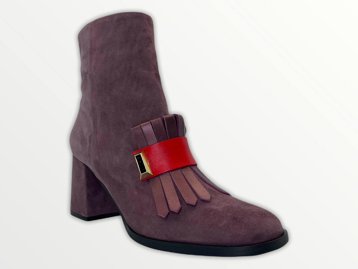 The Luksor Rose Suede Leather Block Heel Women Boot
