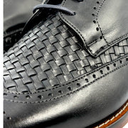 The Rover Black Leather Wingtip Semi Brogue Shoe