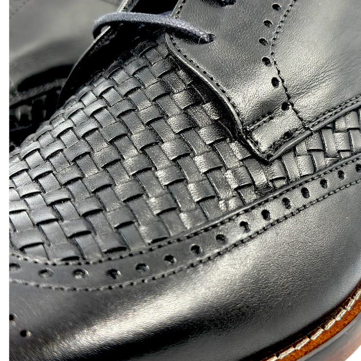 The Rover Black Leather Wingtip Semi Brogue Shoe